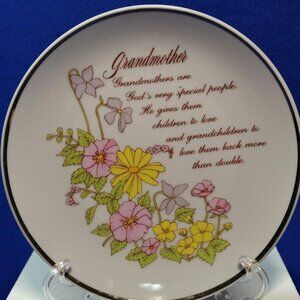 Grandmother Decorative Wall Hanging Plate 1960's Flowers Gift For Mom GrannyCore